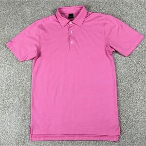 Dunning Golf Polo Shirt Men Medium Pink Striped Short Sleeve Performance Stretch